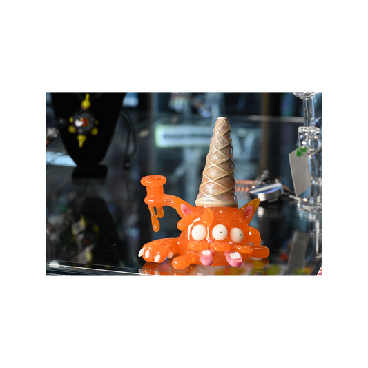 Nerv Glass Psychedelic Orange Cat Head Rig 10mm